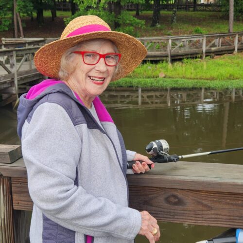 Senior woman fishing