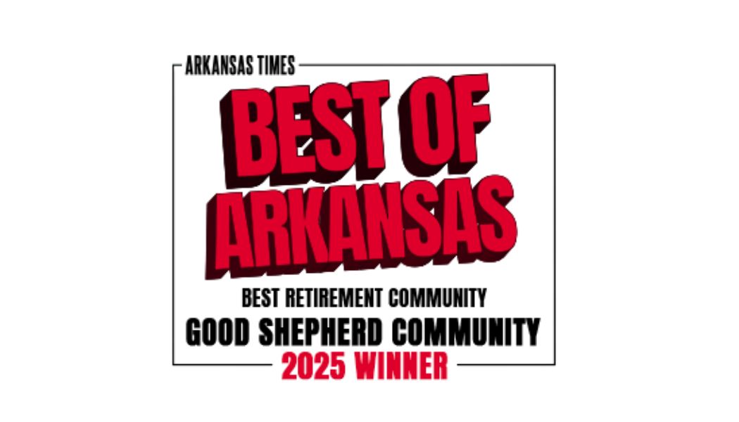 Arkansas Times Best of Arkansas 2025 Winner logo for Best Retirement Community - Good Shepherd Community.