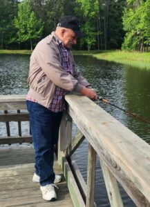 Resident enjoying independent living fishing derby